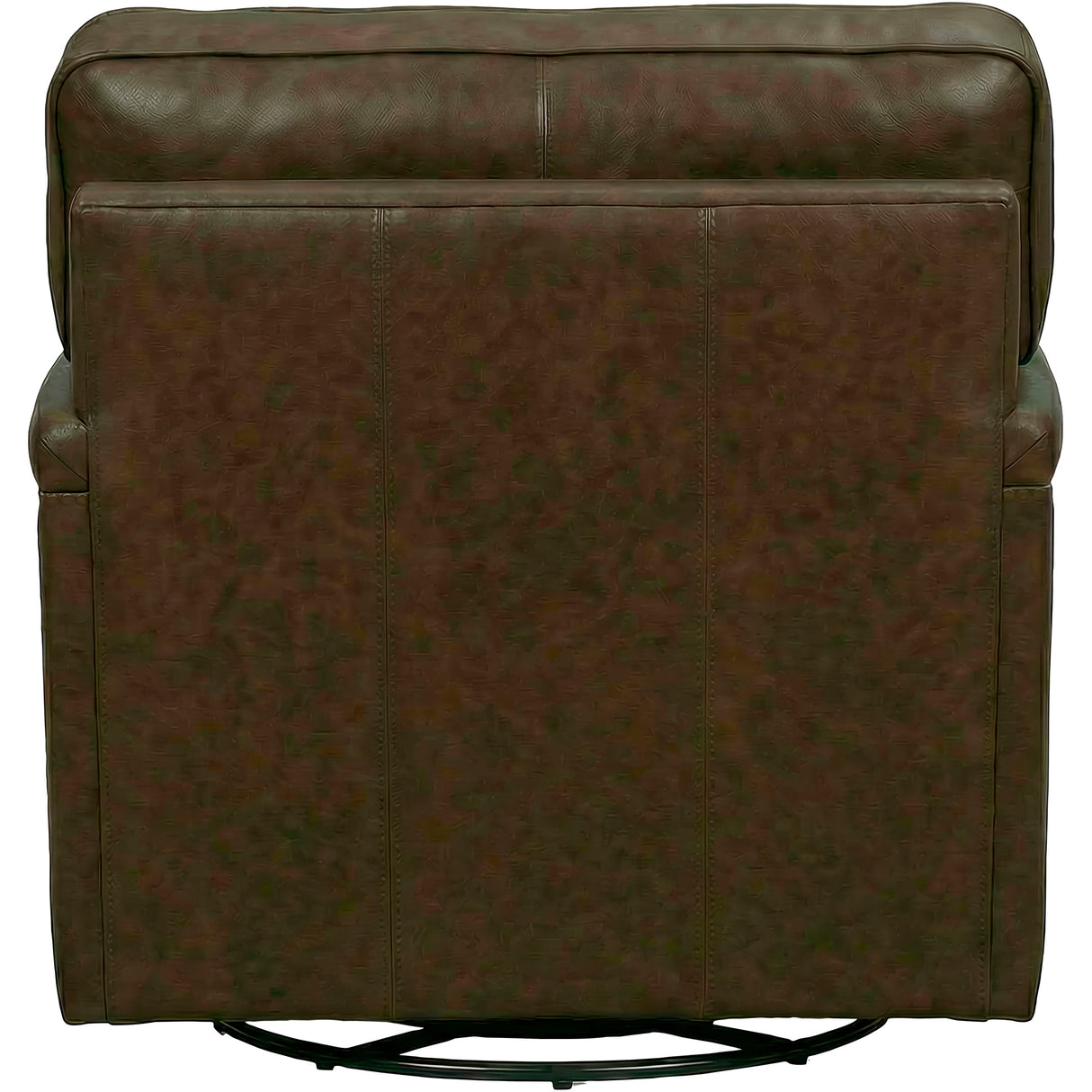 Back view of Warren Chocolate Feather Blend Leather Swivel Chair