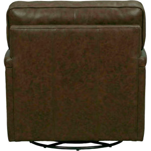 Back view of Warren Chocolate Feather Blend Leather Swivel Chair