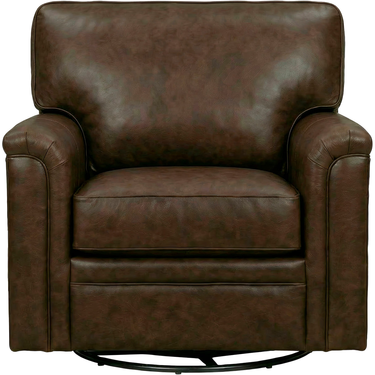 Warren Chocolate Feather Blend Leather Swivel Chair QK1104337