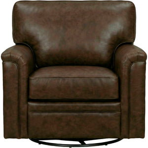 Warren Chocolate Feather Blend Leather Swivel Chair QK1104337