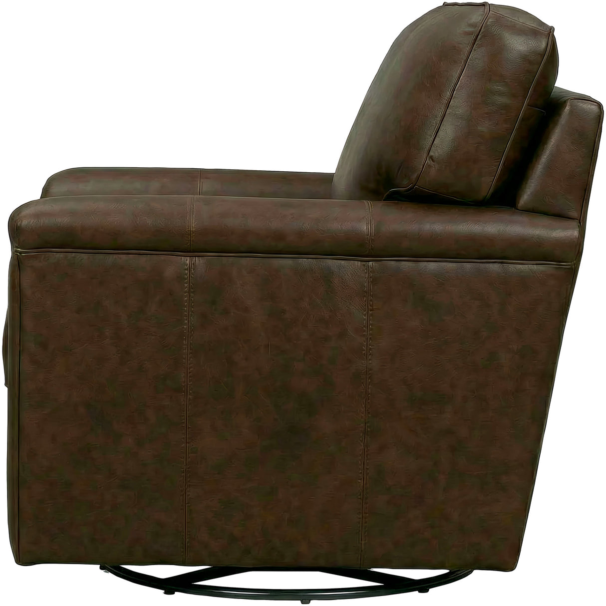 Side view of Warren Chocolate Feather Blend Leather Swivel Chair