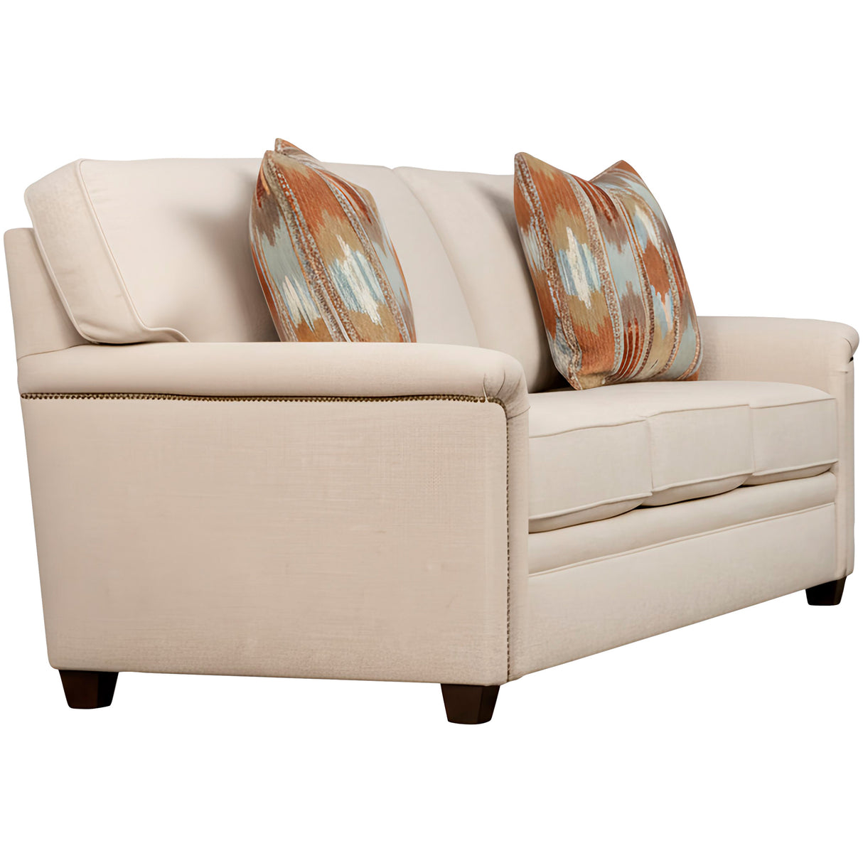 Side view of Warren Twine Feather Blend Nail Head Sofa