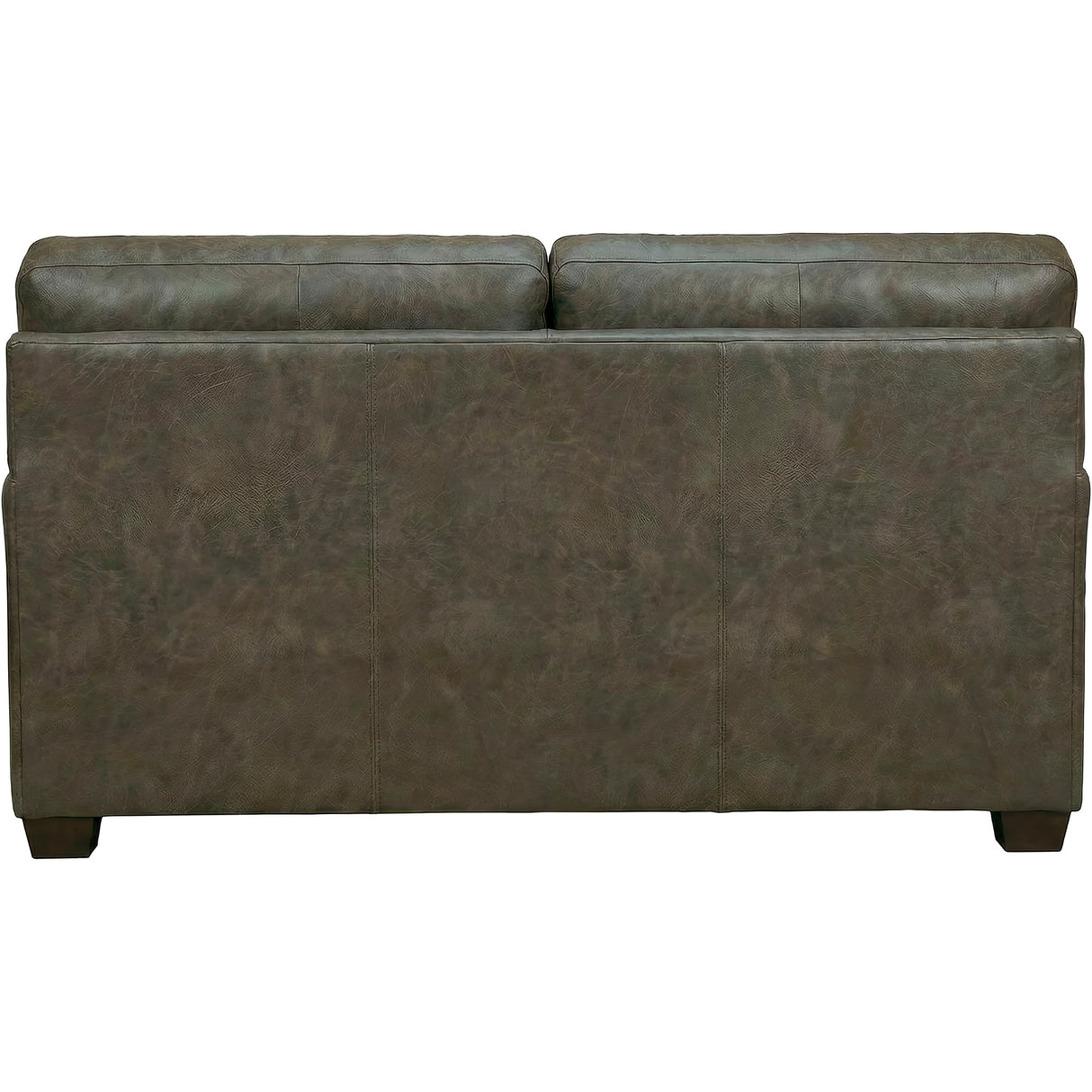 Back view of Merritt Carbone Feather Blend Leather Loveseat