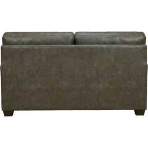 Back view of Merritt Carbone Feather Blend Leather Loveseat