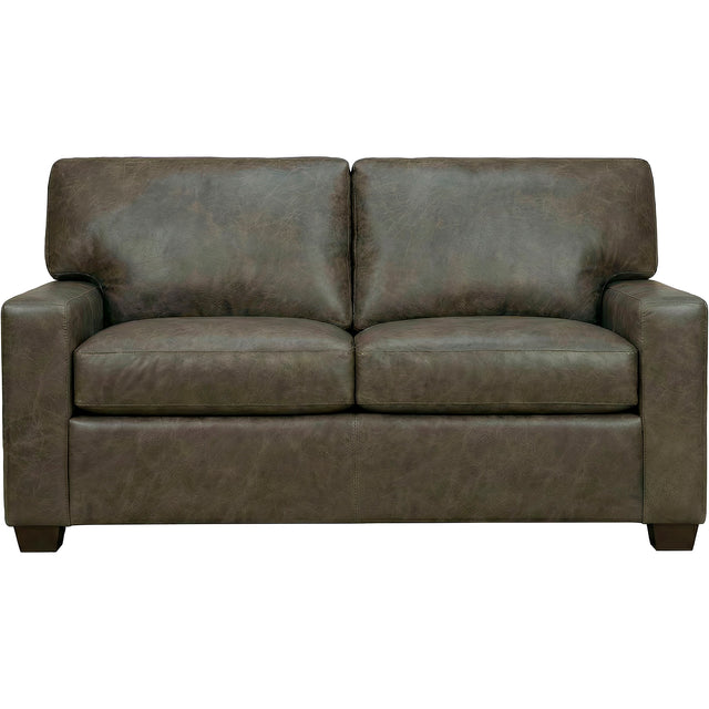 Merritt Carbone Feather Blend Leather Loveseat QK1104395