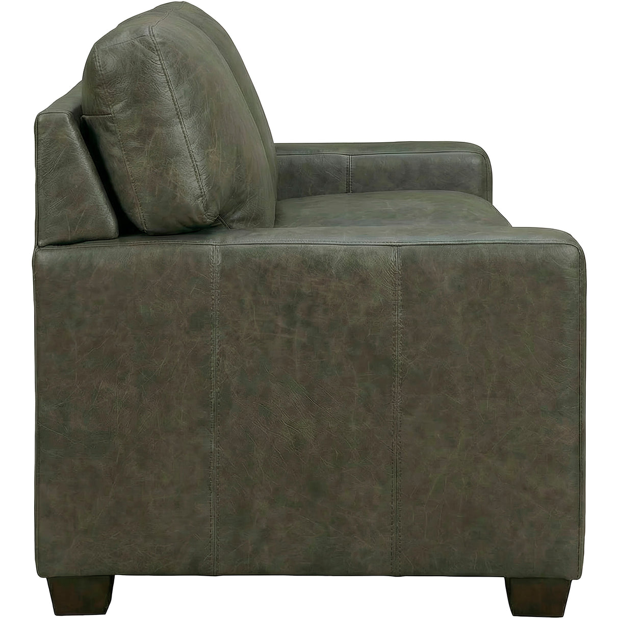 Side view of Merritt Carbone Feather Blend Leather Loveseat
