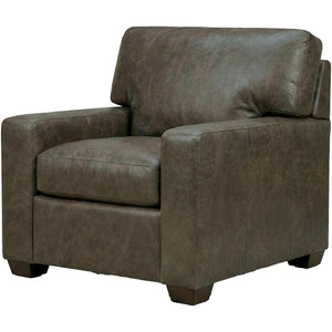 Front right view of Merritt Carbone Feather Blend Leather Chair