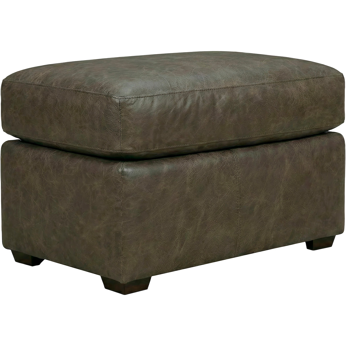 Front right view of Merritt Carbone Feather Blend Leather Ottoman