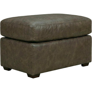 Front right view of Merritt Carbone Feather Blend Leather Ottoman