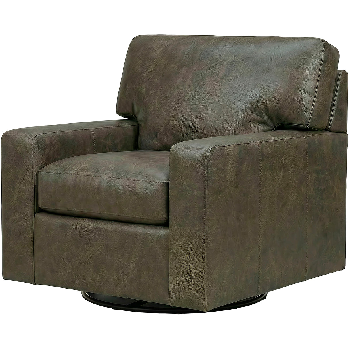 Front right view of Merritt Carbone Feather Blend Leather Swivel Chair