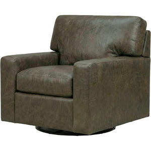 Front right view of Merritt Carbone Feather Blend Leather Swivel Chair