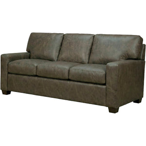 Front right view of Merritt Carbone Feather Blend Leather Queen Sofa Sleeper