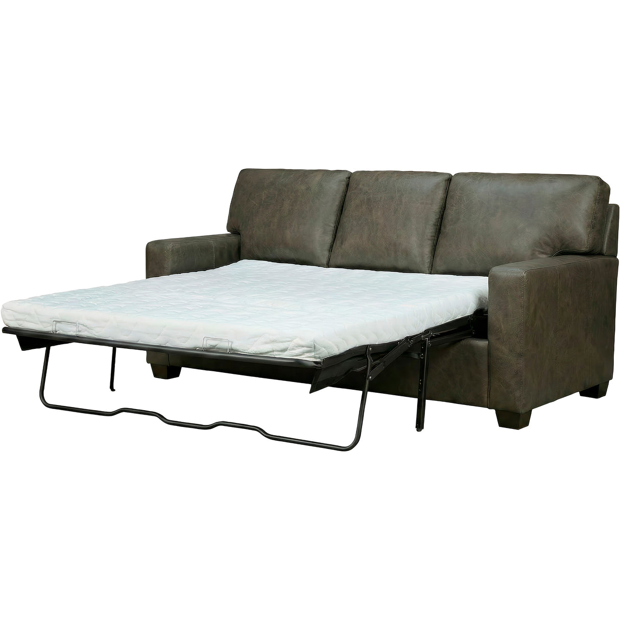 Detail view of Merritt Carbone Feather Blend Leather Queen Sofa Sleeper