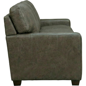 Side view of Merritt Carbone Feather Blend Leather Queen Sofa Sleeper