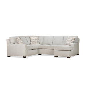 Front right view of Merritt Sterling 3 Piece Feather Blend Right Chaise Sectional