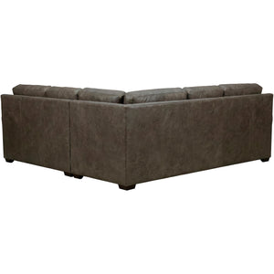 Back view of Merritt Carbone 3 Piece Feather Blend Leather Right Chaise Sectional