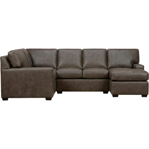 Merritt Carbone 3 Piece Feather Blend Leather Right Chaise Sectional QK1104438