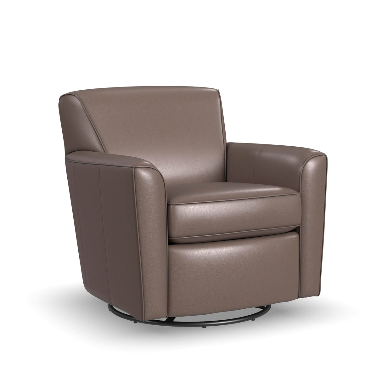 Front right view of Kingman Dark Stone Leather Swivel Glider