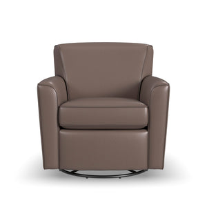 Kingman Dark Stone Leather Swivel Glider QK1104704