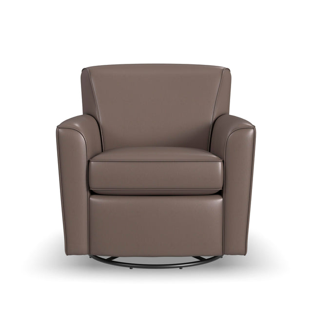 Kingman Dark Stone Leather Swivel Glider QK1104704
