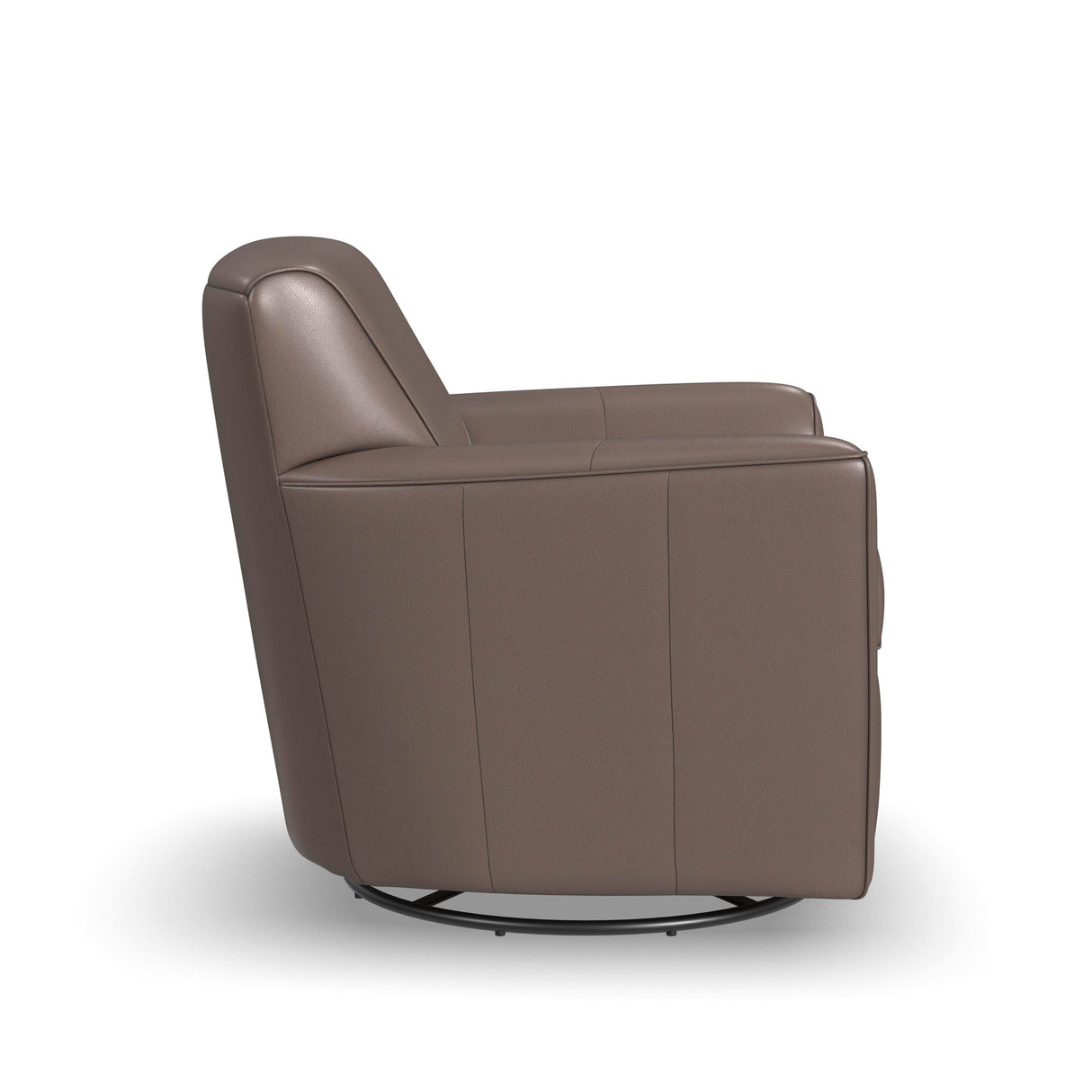Side view of Kingman Dark Stone Leather Swivel Glider