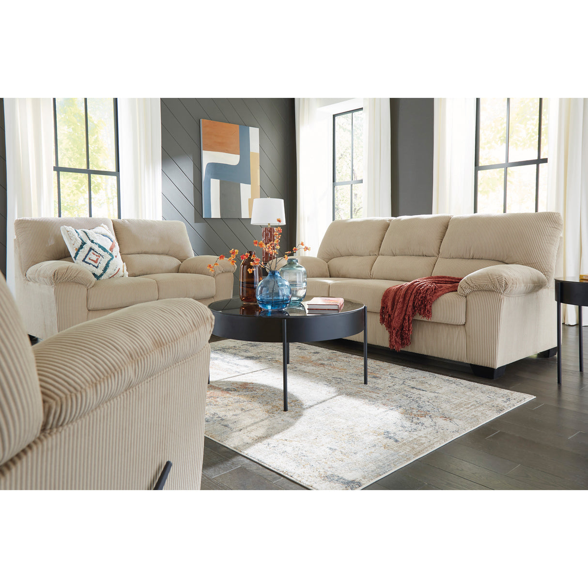 Room setting 3 featuring SimpleJoy Sand Loveseat