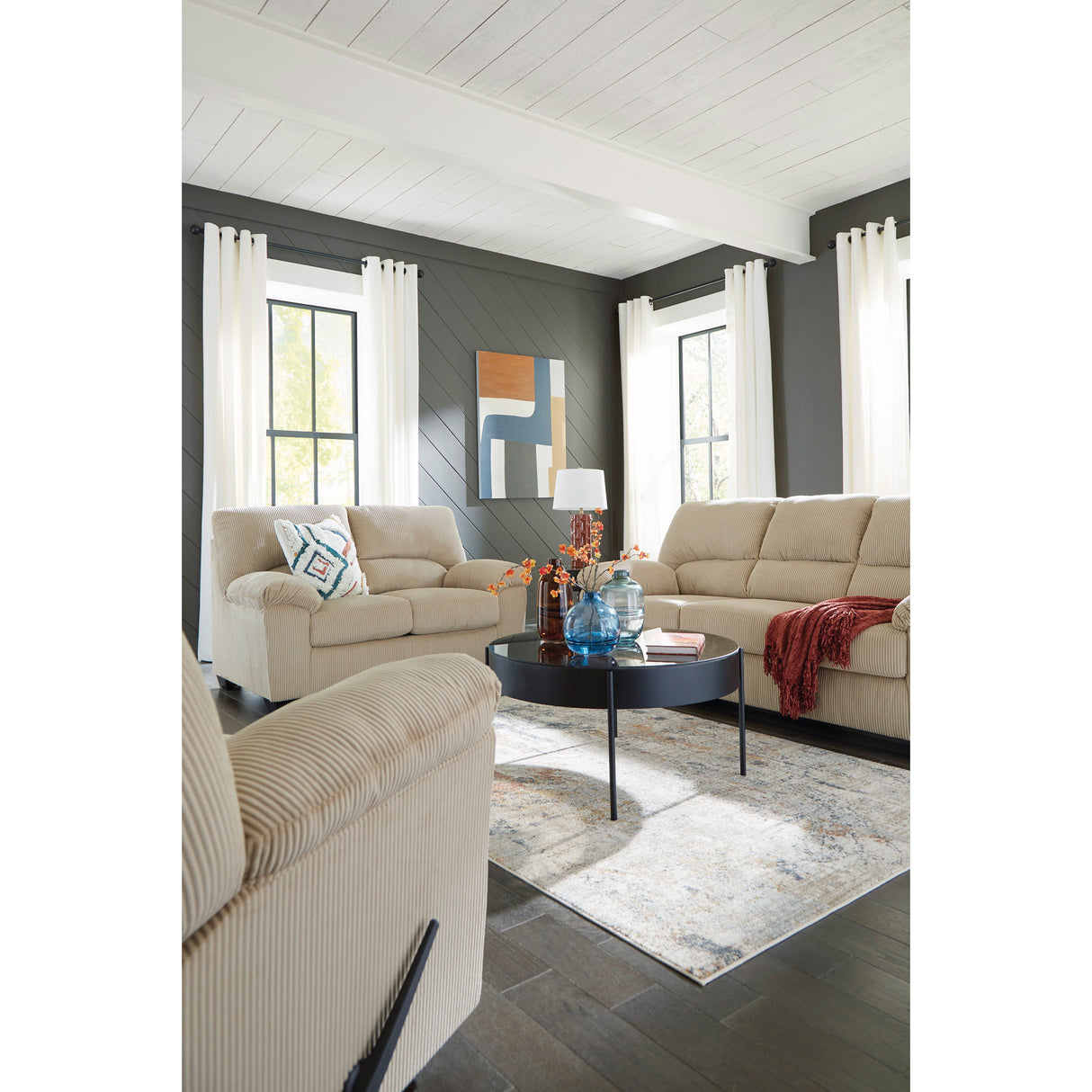 Room setting 4 featuring SimpleJoy Sand Loveseat