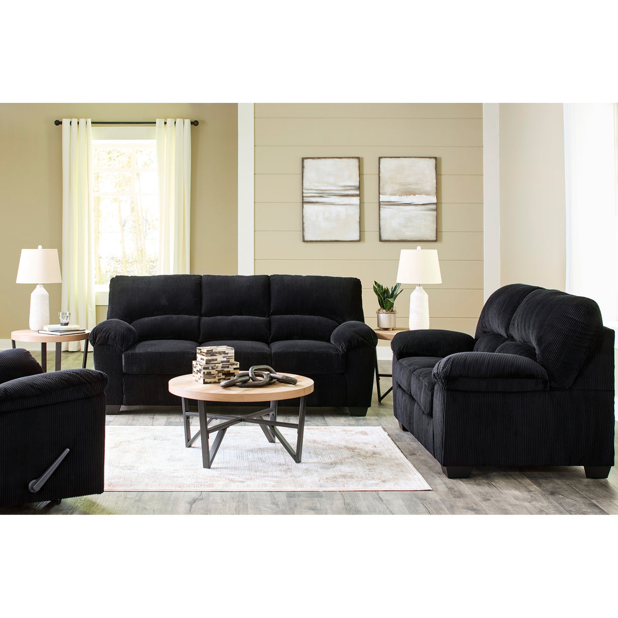 Room setting 2 featuring SimpleJoy Onyx Loveseat