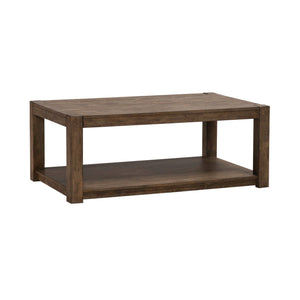 Front left view of Broadmore Cobblestone Brown Rectangular Cocktail Table