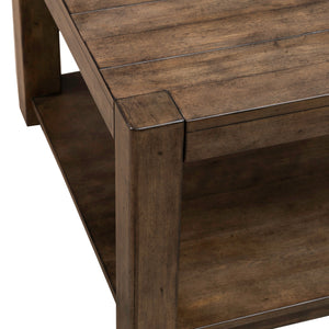 Detail view of Broadmore Cobblestone Brown Rectangular Cocktail Table