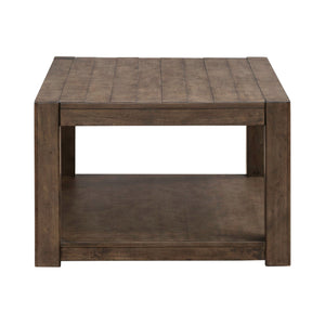 Side view of Broadmore Cobblestone Brown Rectangular Cocktail Table