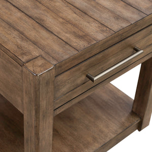 Detail view of Broadmore Cobblestone Brown Drawer End Table