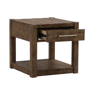 Open view of Broadmore Cobblestone Brown Drawer End Table
