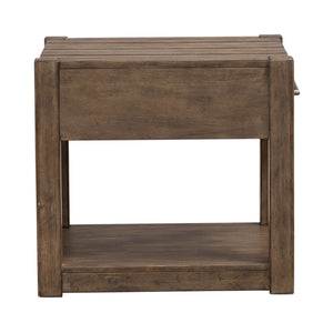 Side view of Broadmore Cobblestone Brown Drawer End Table
