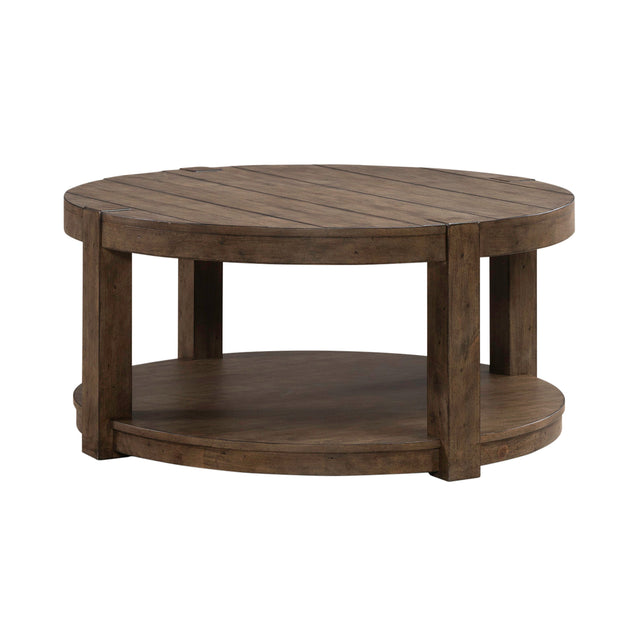 Broadmore Cobblestone Brown Round Cocktail Table QK1104738
