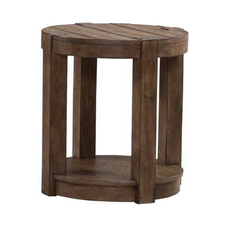 Broadmore Cobblestone Brown Round Chairside Table QK1104740