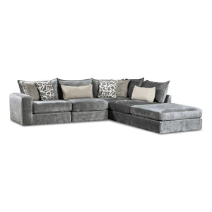 Front right view of Floza Steel 5 Piece Left Arm Sectional