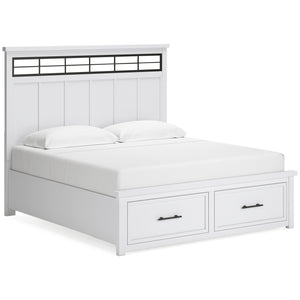 Front right view of Ashbryn White King Storage Bed
