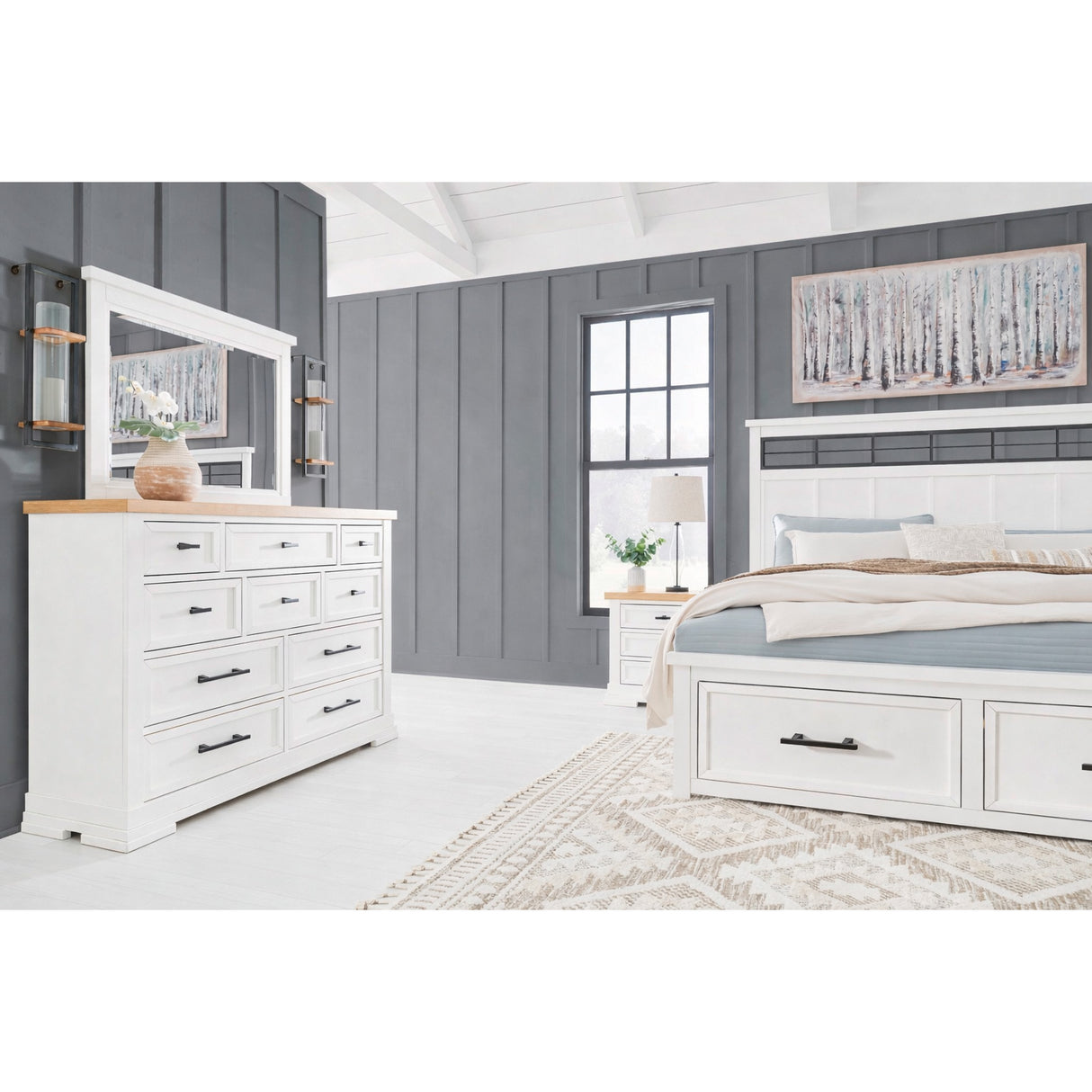 Room setting 2 featuring Ashbryn White King 4 Piece Room Group