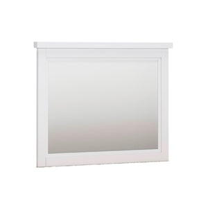 White framed mirror on a white background