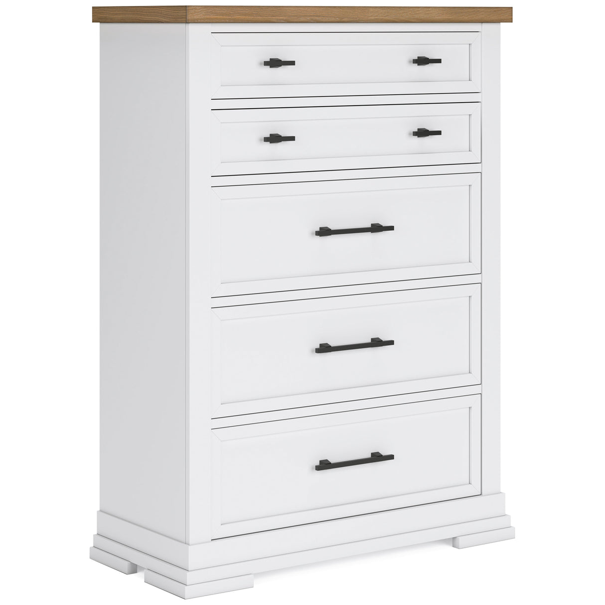 Front right view of Ashbryn White 5 Drawer Chest