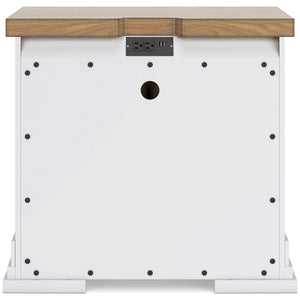 Back view of Ashbryn White 3 Drawer Nightstand