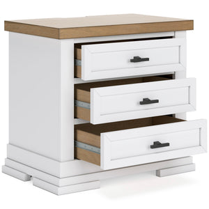 Open view of Ashbryn White 3 Drawer Nightstand