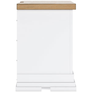 Side view of Ashbryn White 3 Drawer Nightstand