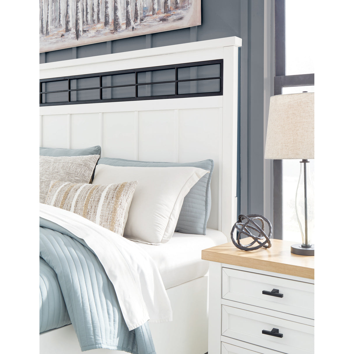 Detail view of Ashbryn White Queen Storage Bed