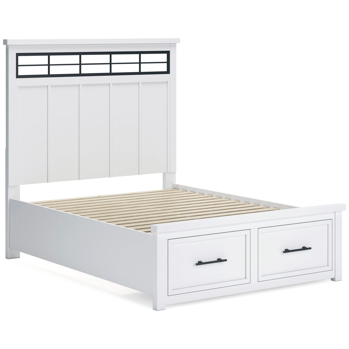 Open view of Ashbryn White Queen Storage Bed