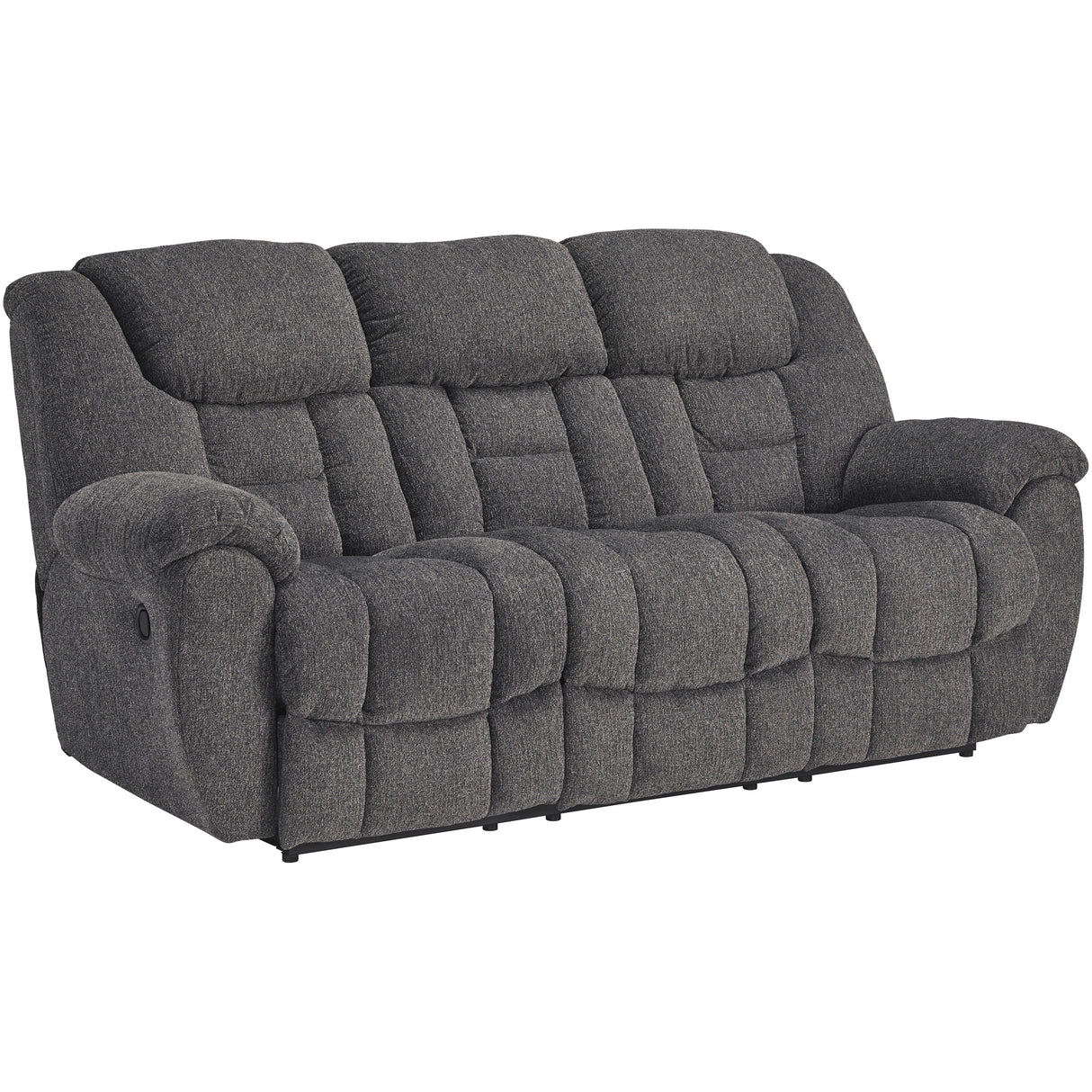 Front right view of Foreside Charcoal Reclining Sofa