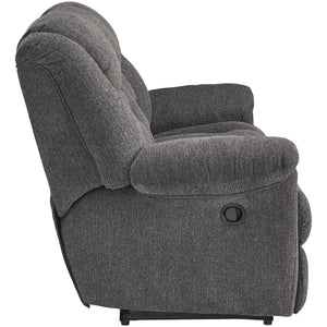 Side view of Foreside Charcoal Reclining Sofa