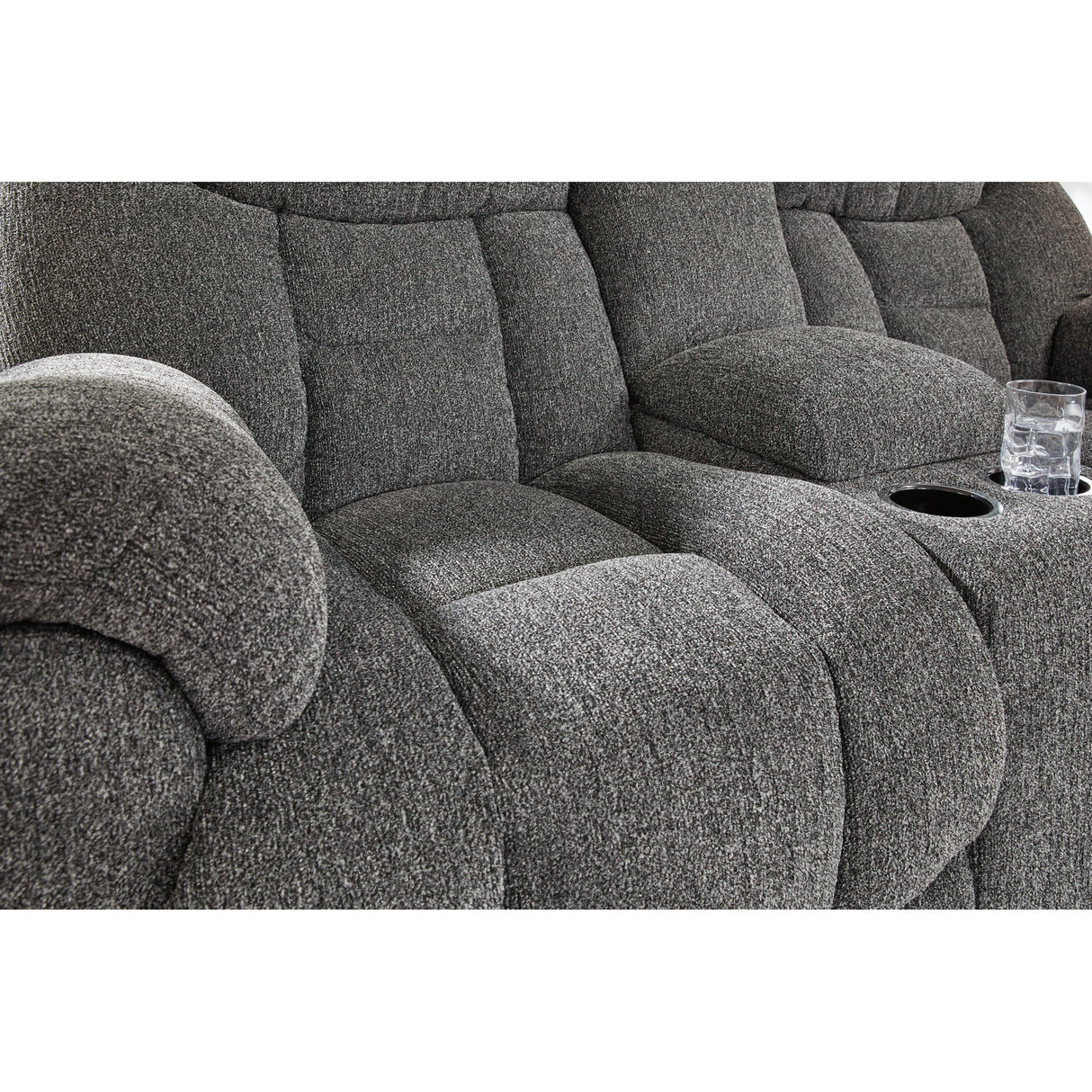 Detail view 2 of Foreside Charcoal Reclining Console Loveseat