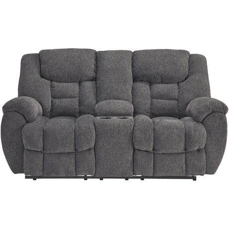 Foreside Charcoal Reclining Console Loveseat QK1104798